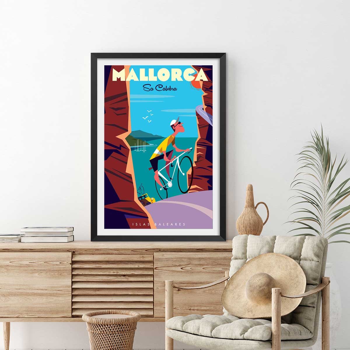 Poster de mallorca affiche + cadre en bois - noir, HEXOA