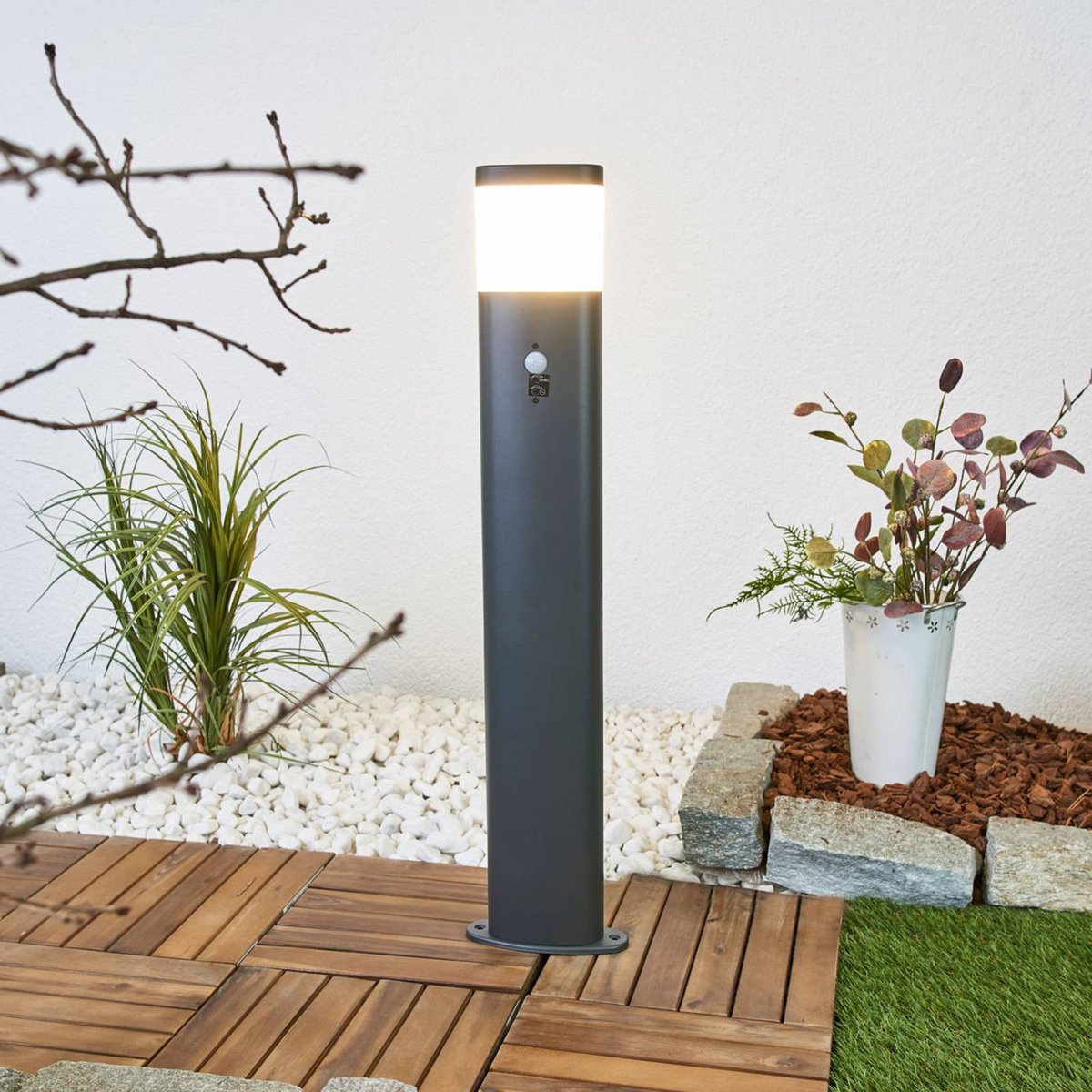 Luminaire extérieur en inox moderneLED anthracite, blanc, LINDBY