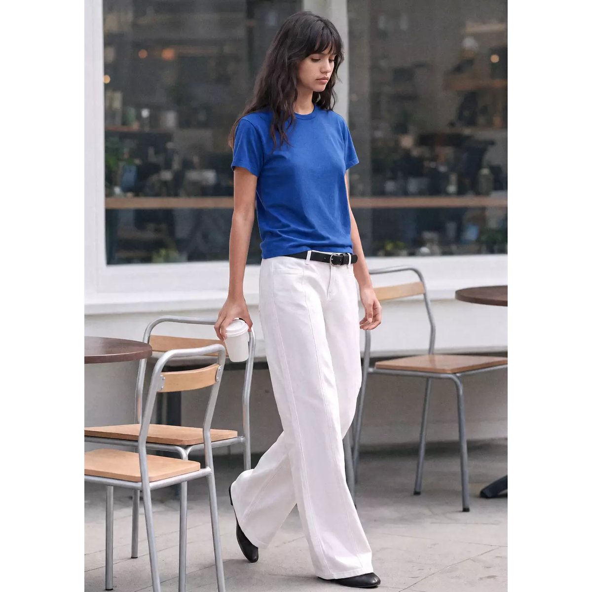 T-shirt coton manches courtes bleu électrique, MANGO TEEN