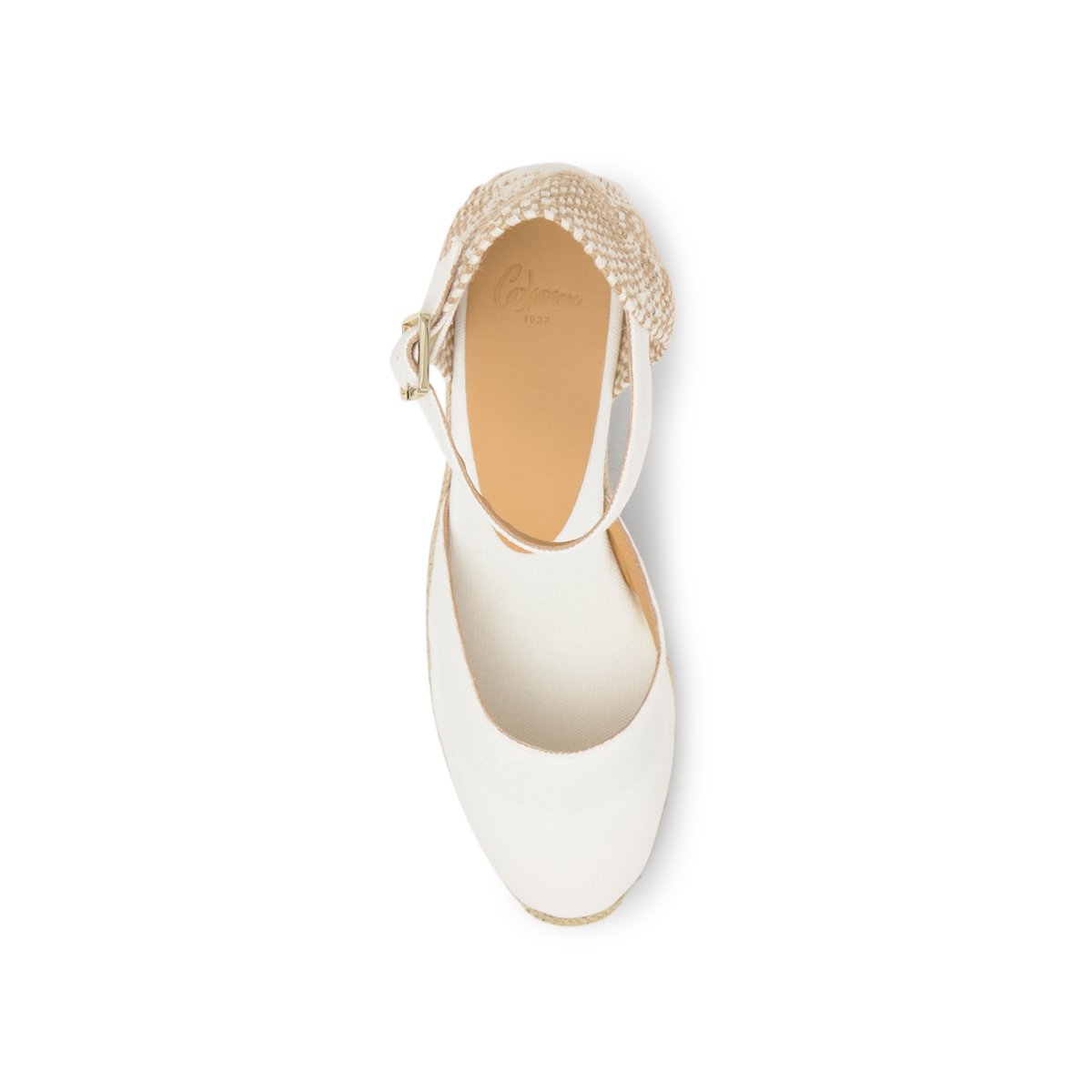 Espadrilles compensées à bride cheville et talon tressé CAROL PLATFORM blanc, CASTANER