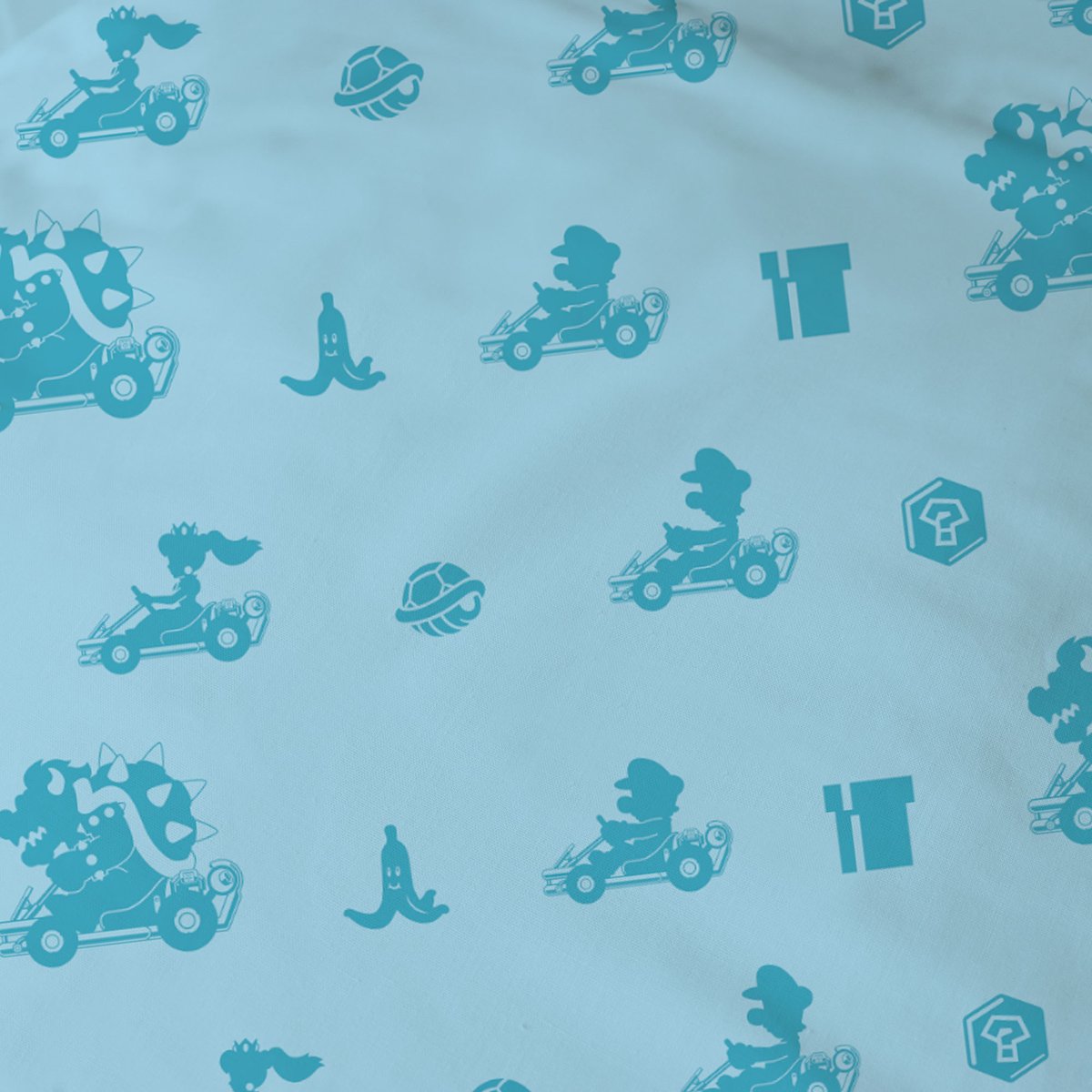 Parure de lit imprimée 100% coton, UPSIDE DOWN bleu, SUPER MARIO