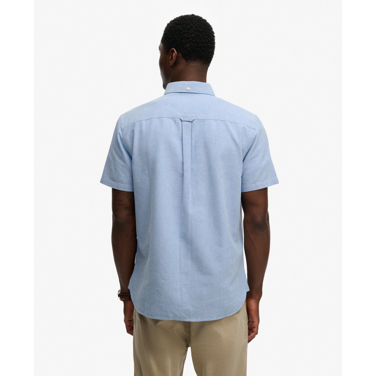 Chemise Oxford Preppy à manches courtes chambray bleu ciel, SUPERDRY