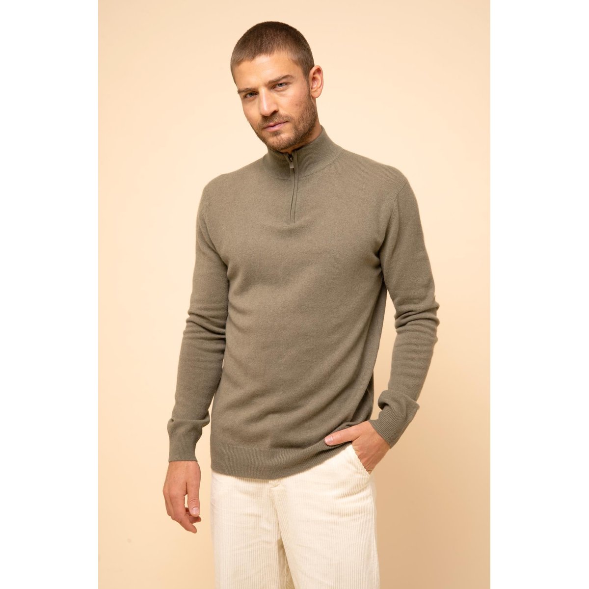 Pull Camionneur Army Bradley kaki, JUST CASHMERE