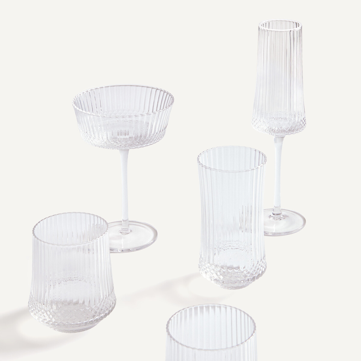 Lot de 6 coupes à champagne, en verre ciselé, ALUR transparent, AM.PM