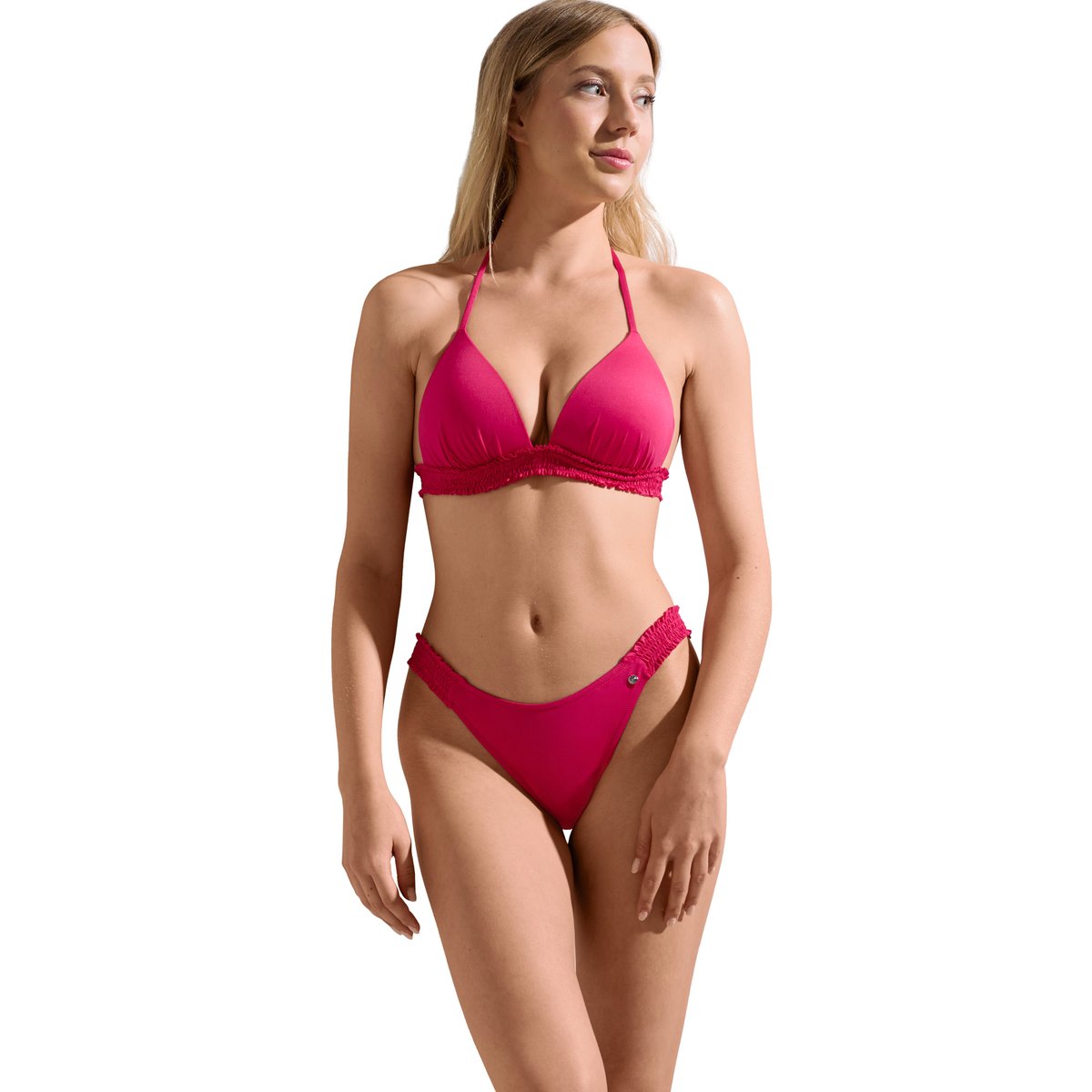 Bas maillot slip de bain échancré taille basse Las Vegas fuchsia, LISCA