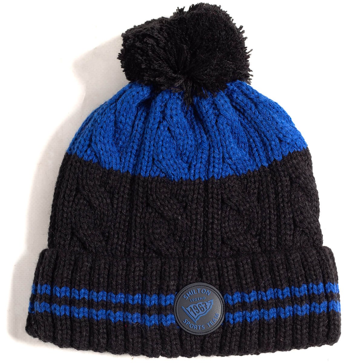 Bonnet bicolore POMPON navy, SHILTON