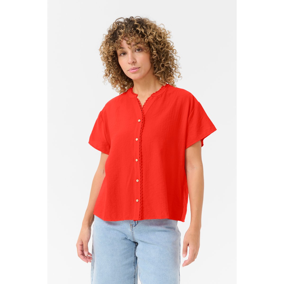 Chemise à manches courtes rouge flame scarlet, CREAM