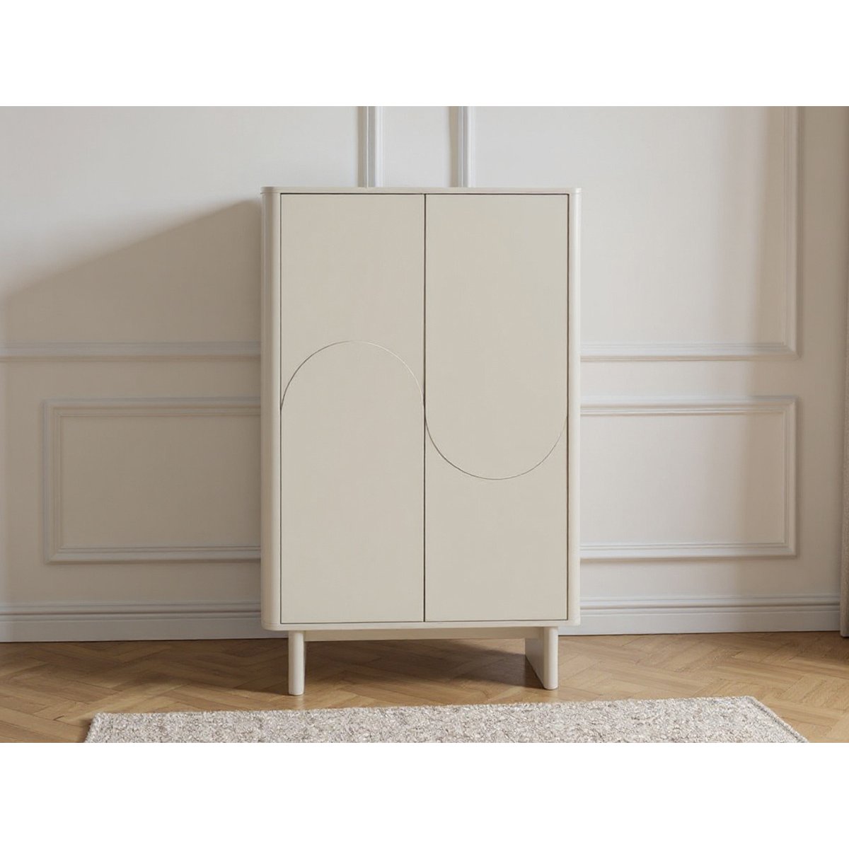 Buffet en MDF portes 80 cm, ESTEBAN beige, BOBOCHIC