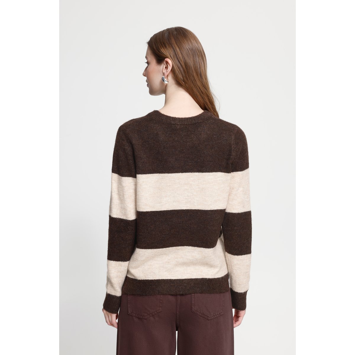Á manches longues marron chicory coffee white stripe, ICHI