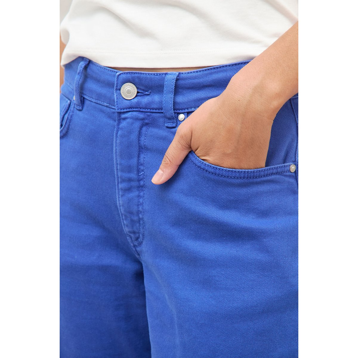 Pantalon straight taille haute bleu electrique, BONOBO