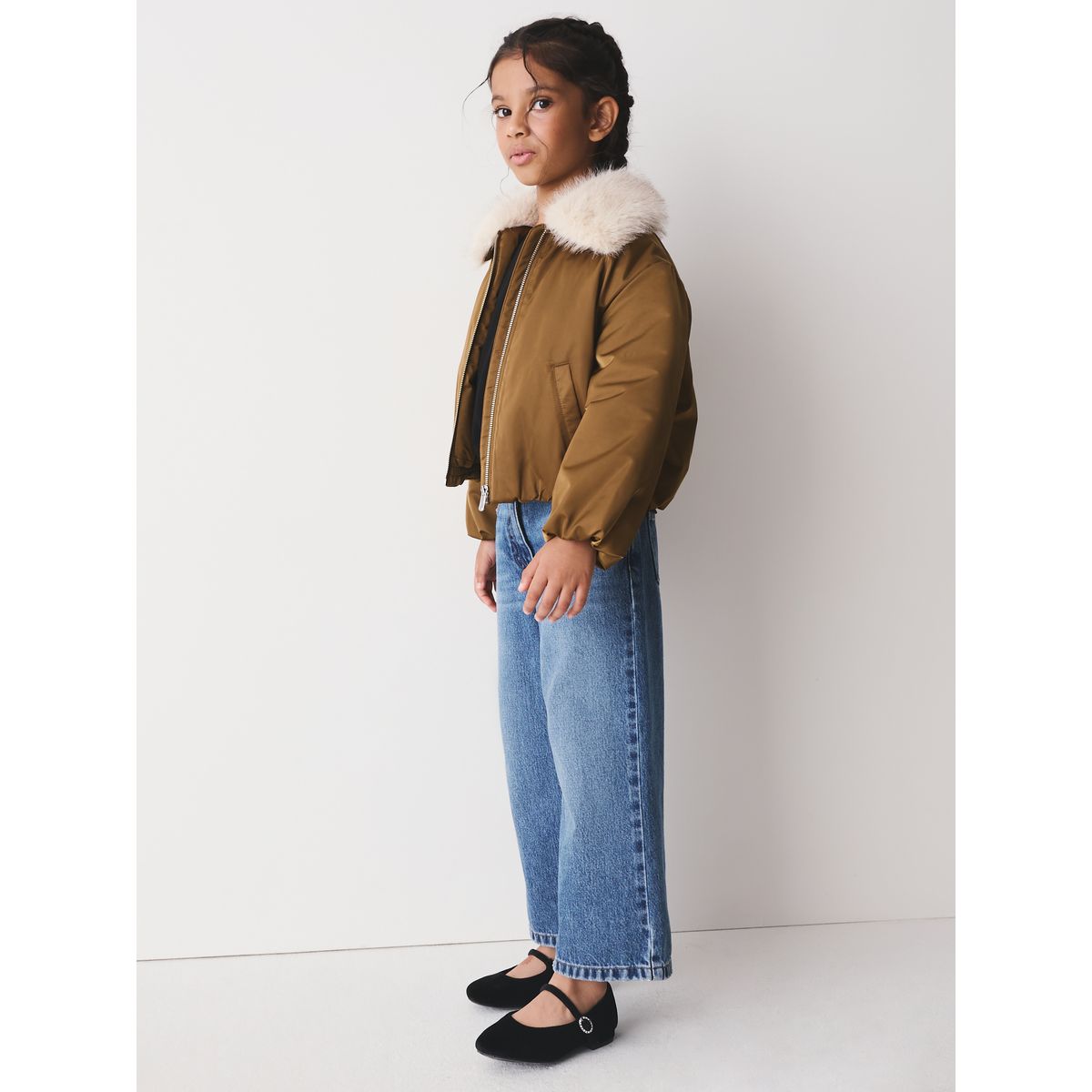 Blouson aviateur en satin vert olive, NEXT