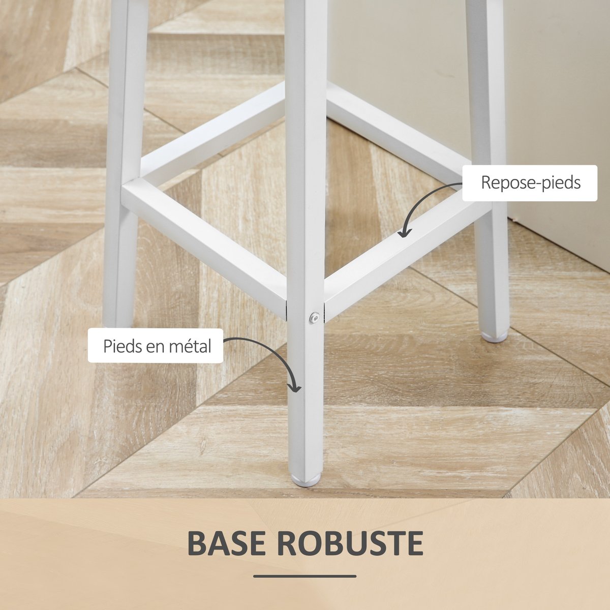 Tabouret de bar Panneau de particules Bois blanc, bois naturel, HOMCOM