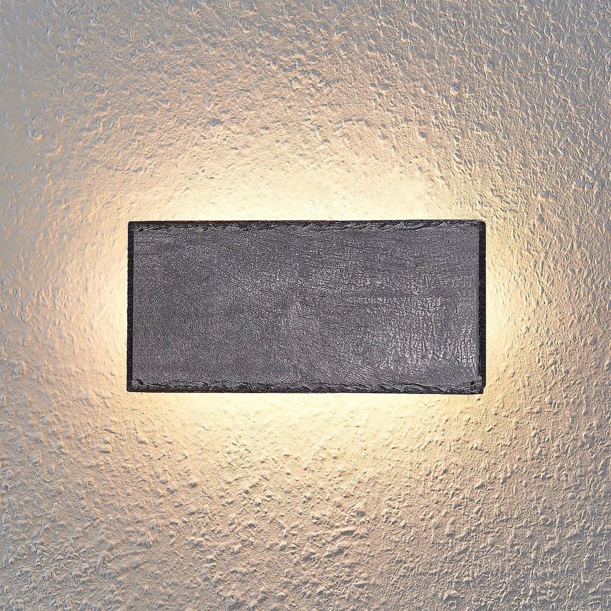 Applique en pierre moderneLED, Peetu ardoise, noir, LINDBY