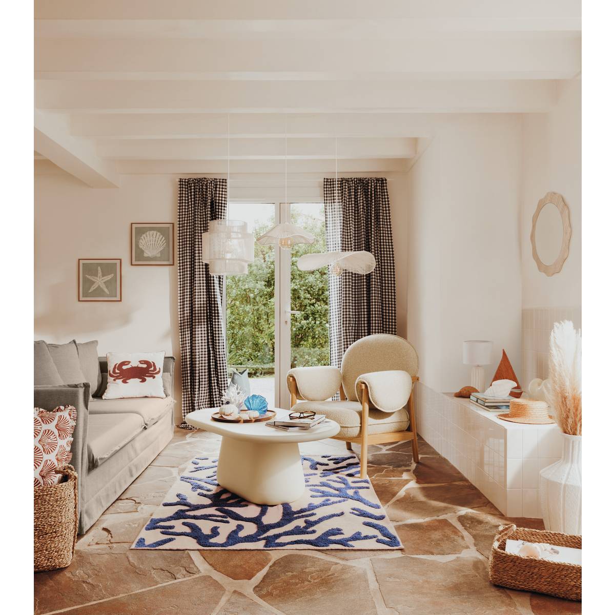 Suspension filaire acier coton ADELIA blanc, ATMOSPHERA