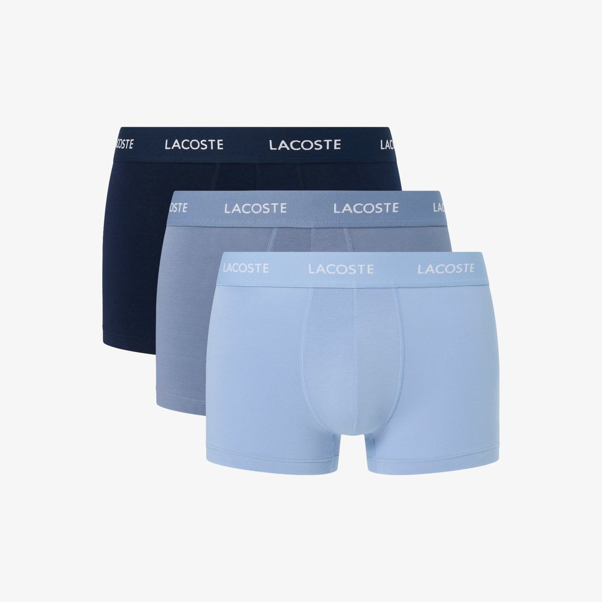 Lot de 3 boxers courts jersey stretch marquage bleu-w9y, LACOSTE