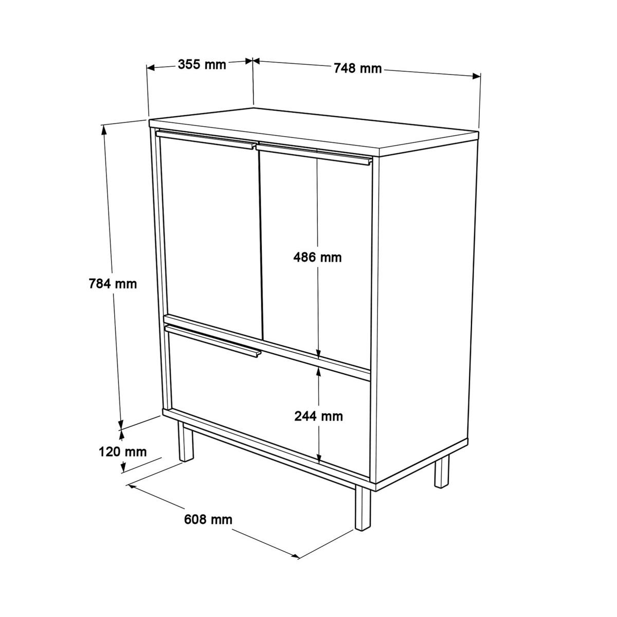 Meuble à chaussures avec cannage 3 portes JENA bois naturel, PIER IMPORT