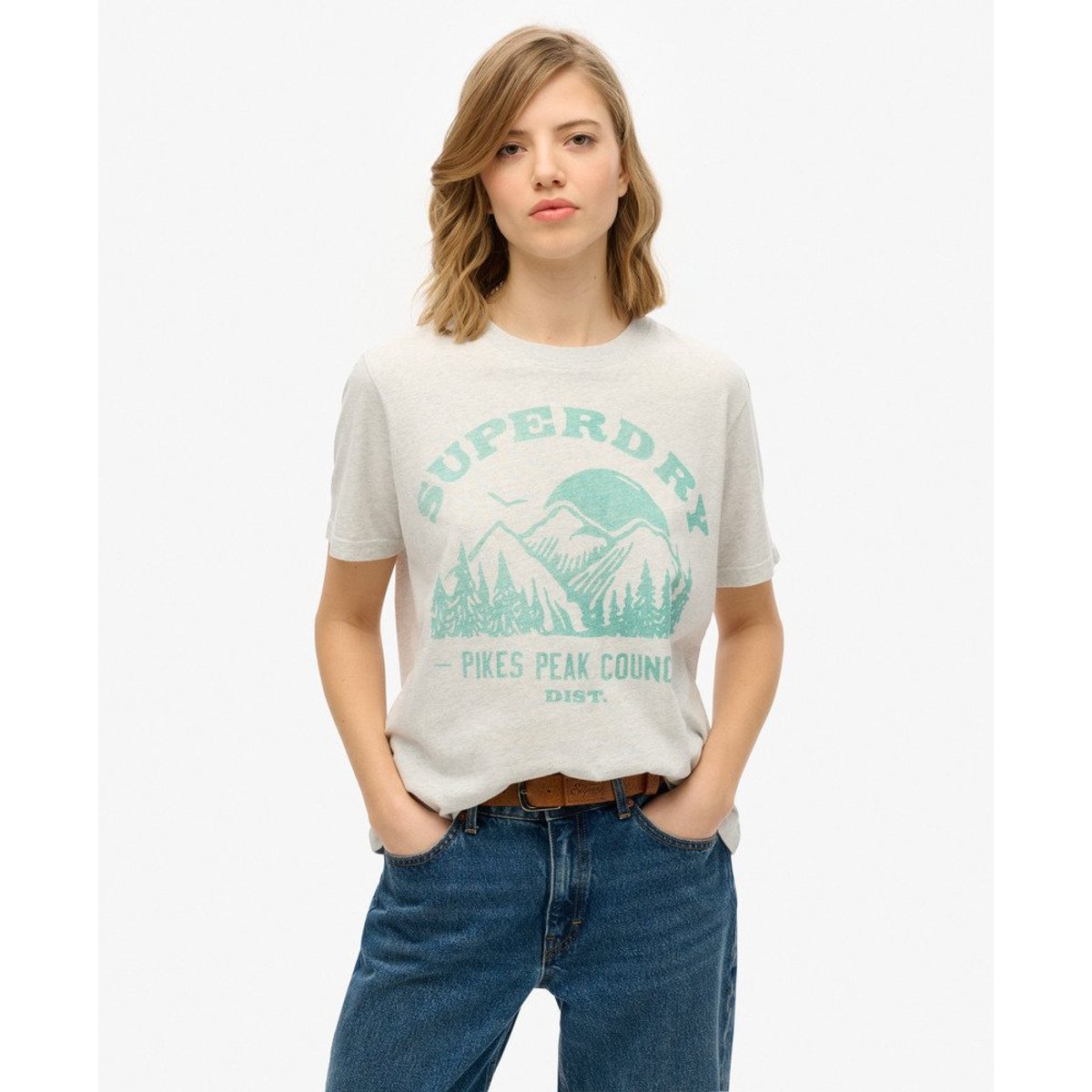 T-shirt monochrome décontracté Lo-Fi Outdoor gris glacier chiné, SUPERDRY