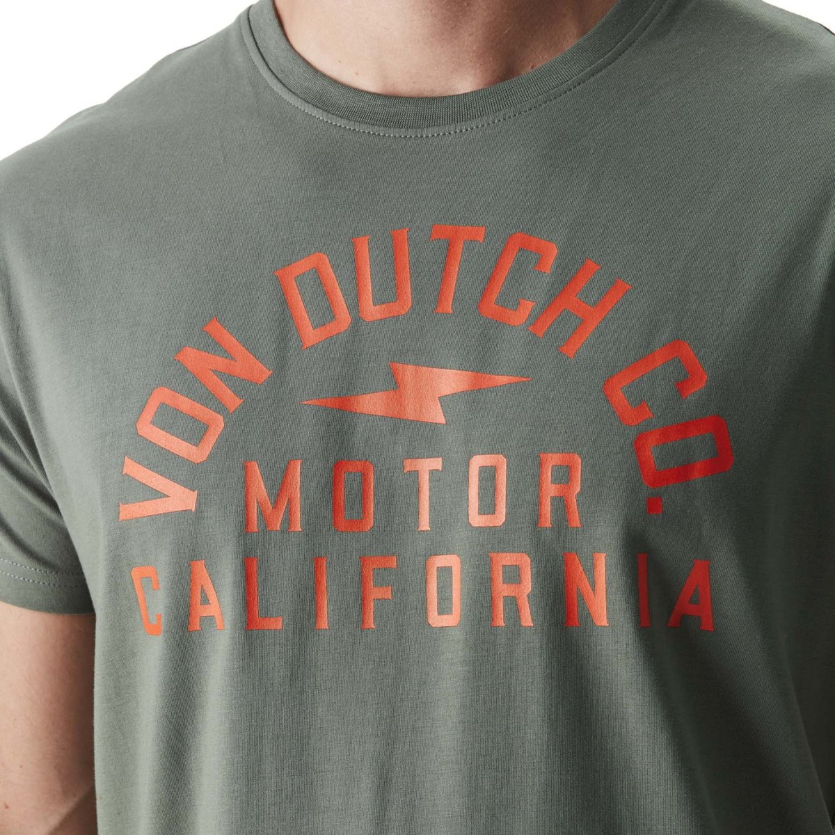 Tee Shirt coton AKI kaki/orange, VON DUTCH