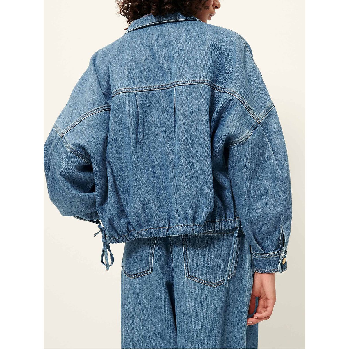 Veste courte en denim à manches longues et base coulissante, CAZANIM denim bleu, SESSUN