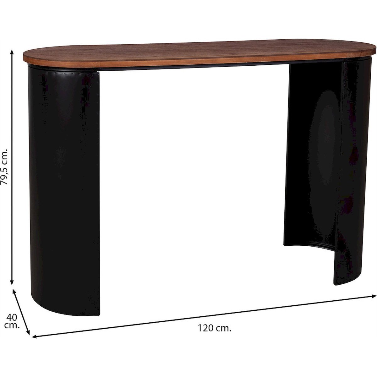 Console d'entrée rectangulaire en bois noir et bois naturel, RECOLLECTION