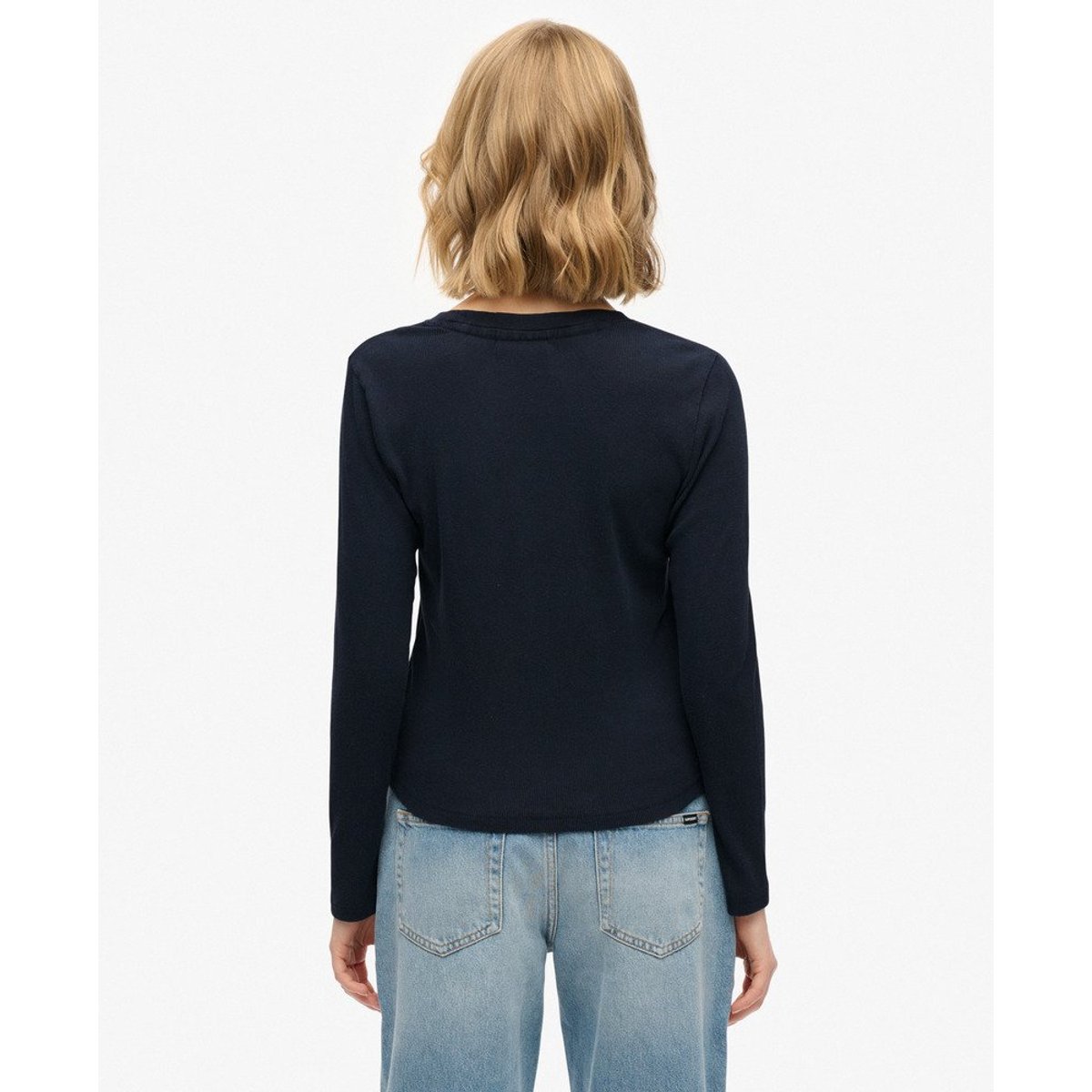 Haut côtelé teint Athletic Essentials Logo bleu marine éclipse, SUPERDRY
