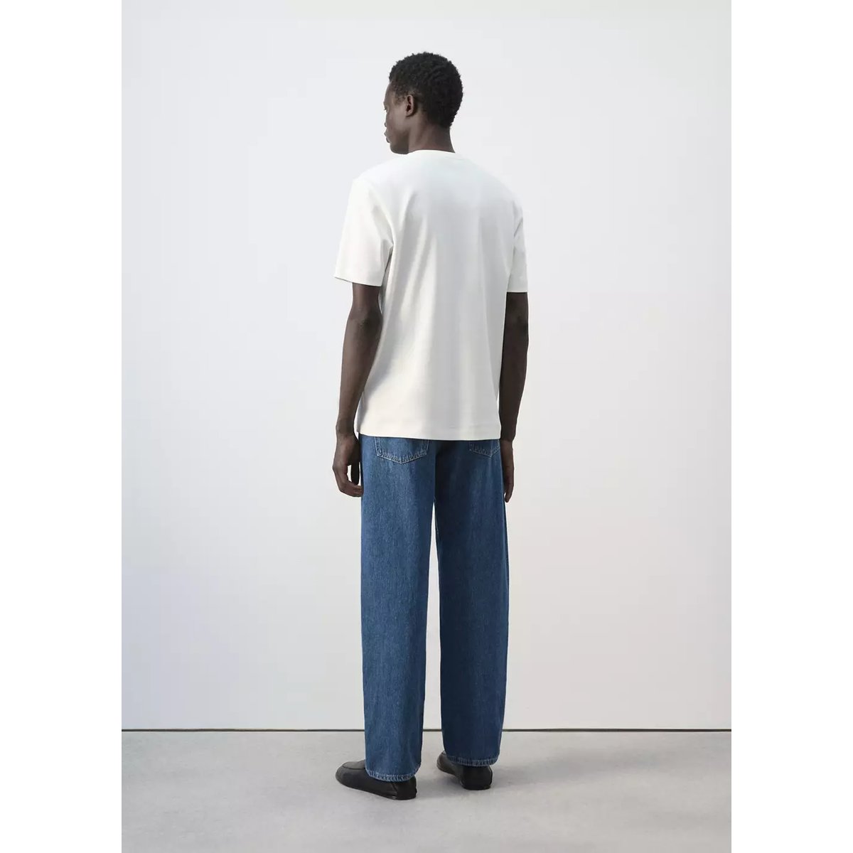 T-shirt 100 % coton détail brodé blanc, MANGO MAN