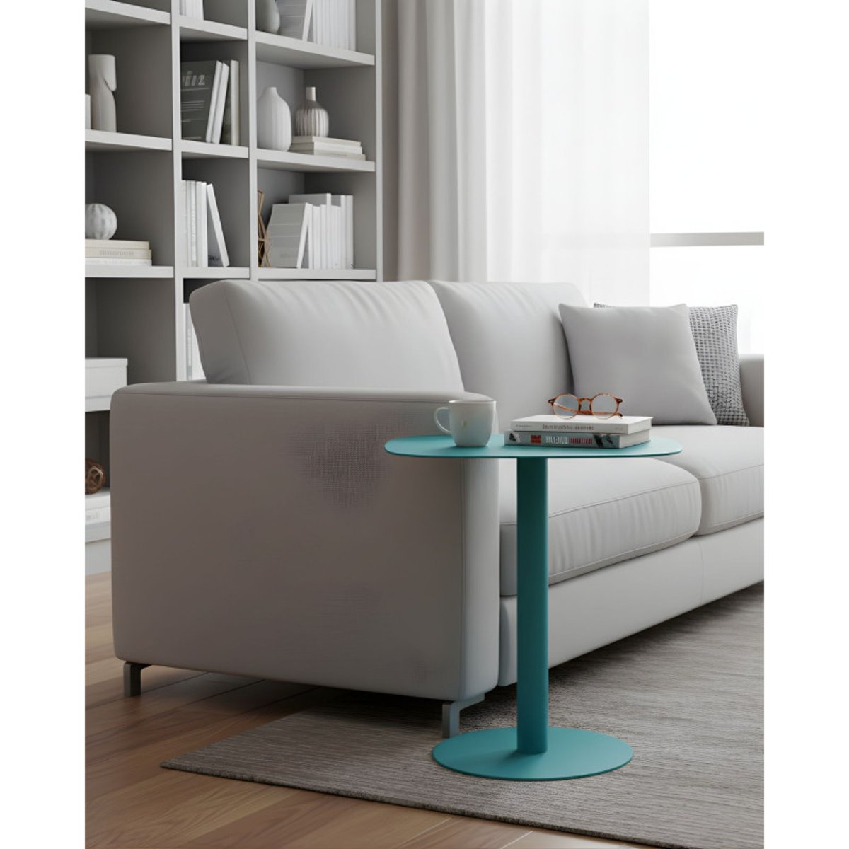 Table d'appoint design SKANDY en métal style scandinave turquoise, DON HIERRO