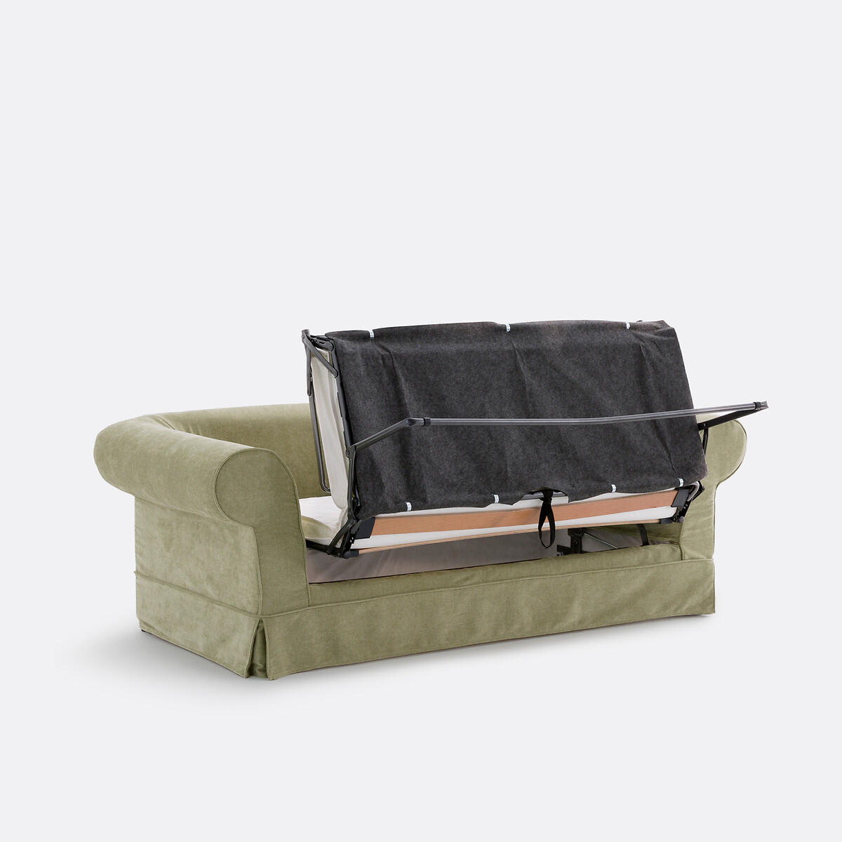 Canapé droit convertible, 2 ou 3 places, déhoussable, en polyester chiné, ADELIA eucalyptus, LA REDOUTE INTERIEURS