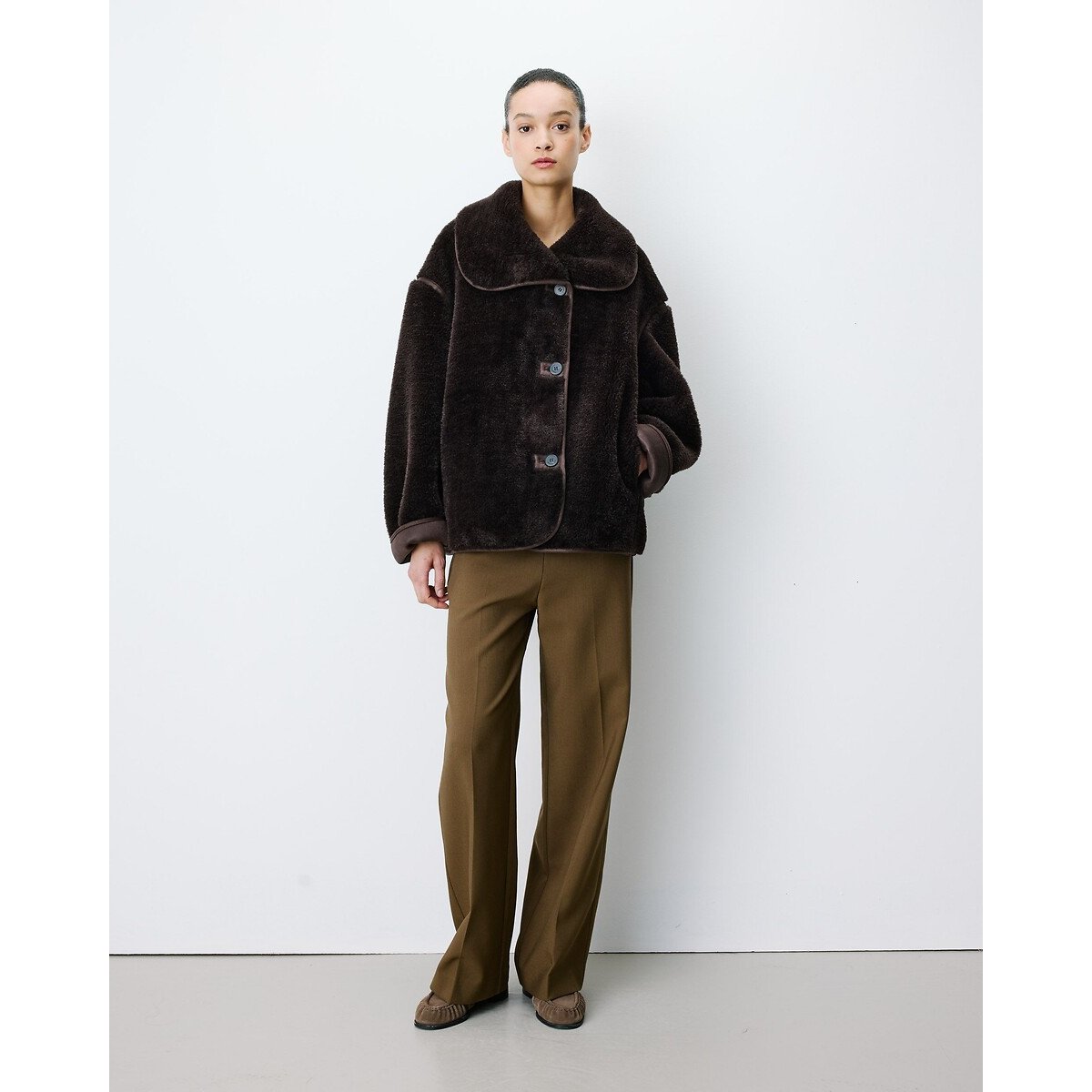 Manteau en imitation fourrure, AMELIO chocolat, GRACE & MILA
