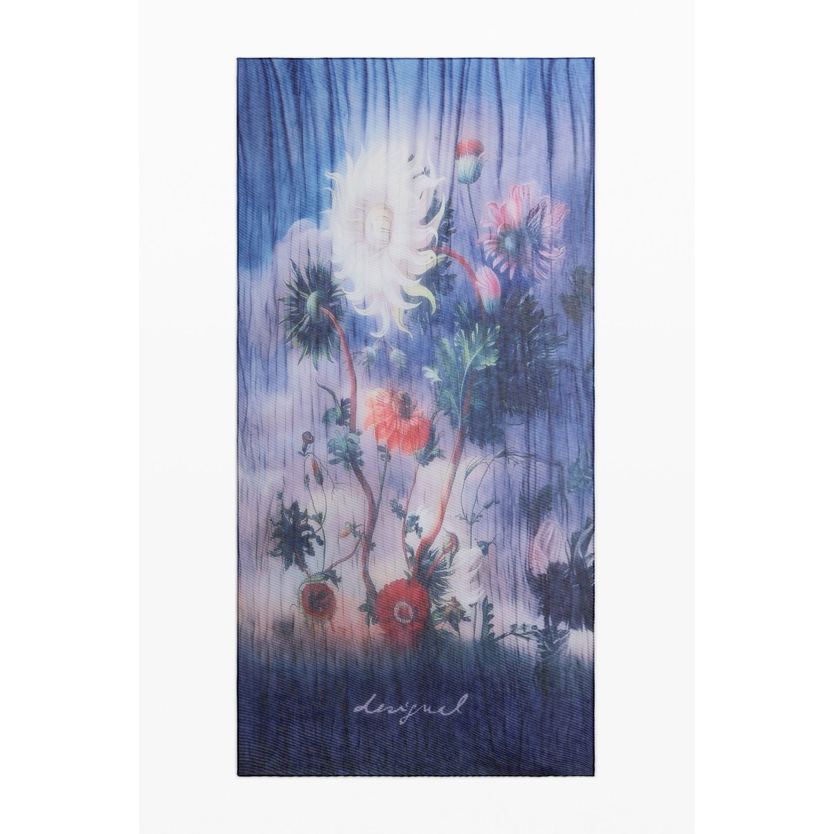 Foulard imprimé fleurs bleu, DESIGUAL