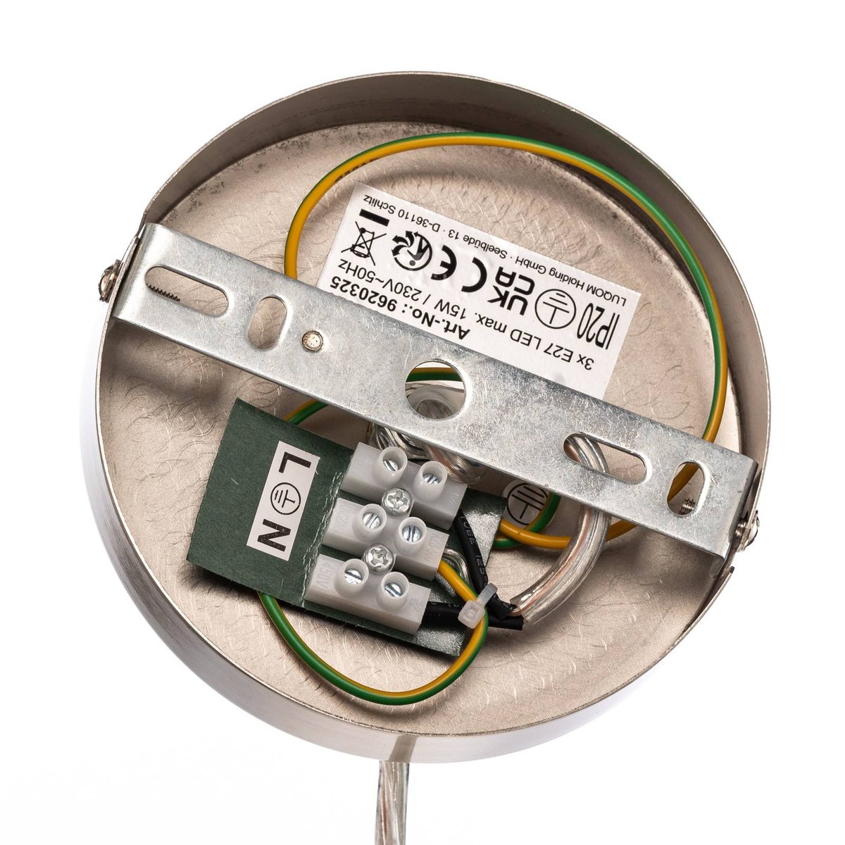 Suspension en textile moderne, Sebatin blanc, nickel mat, LINDBY