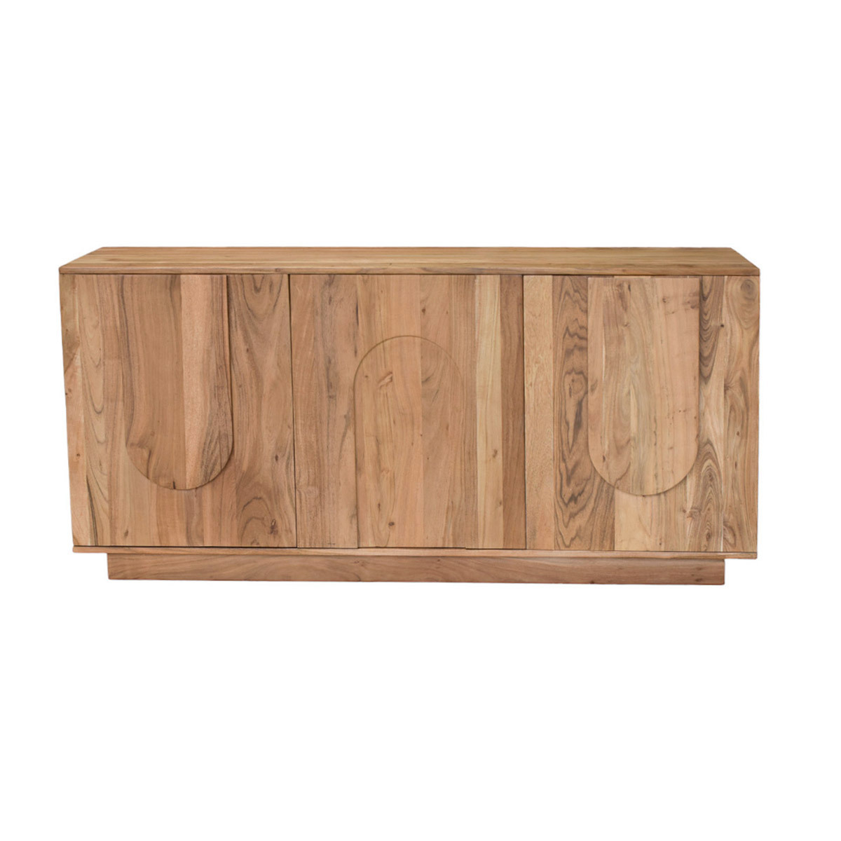 Buffet en bois massif gravé 3 portes L160 cm ARK bois brut, MILIBOO
