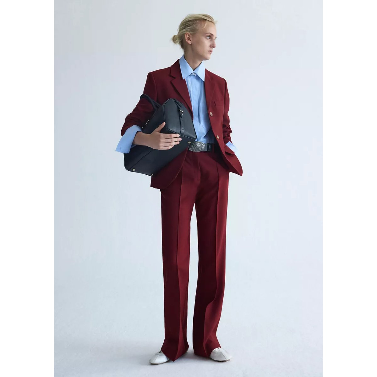 Pantalon de costume laine lie de vin, MANGO