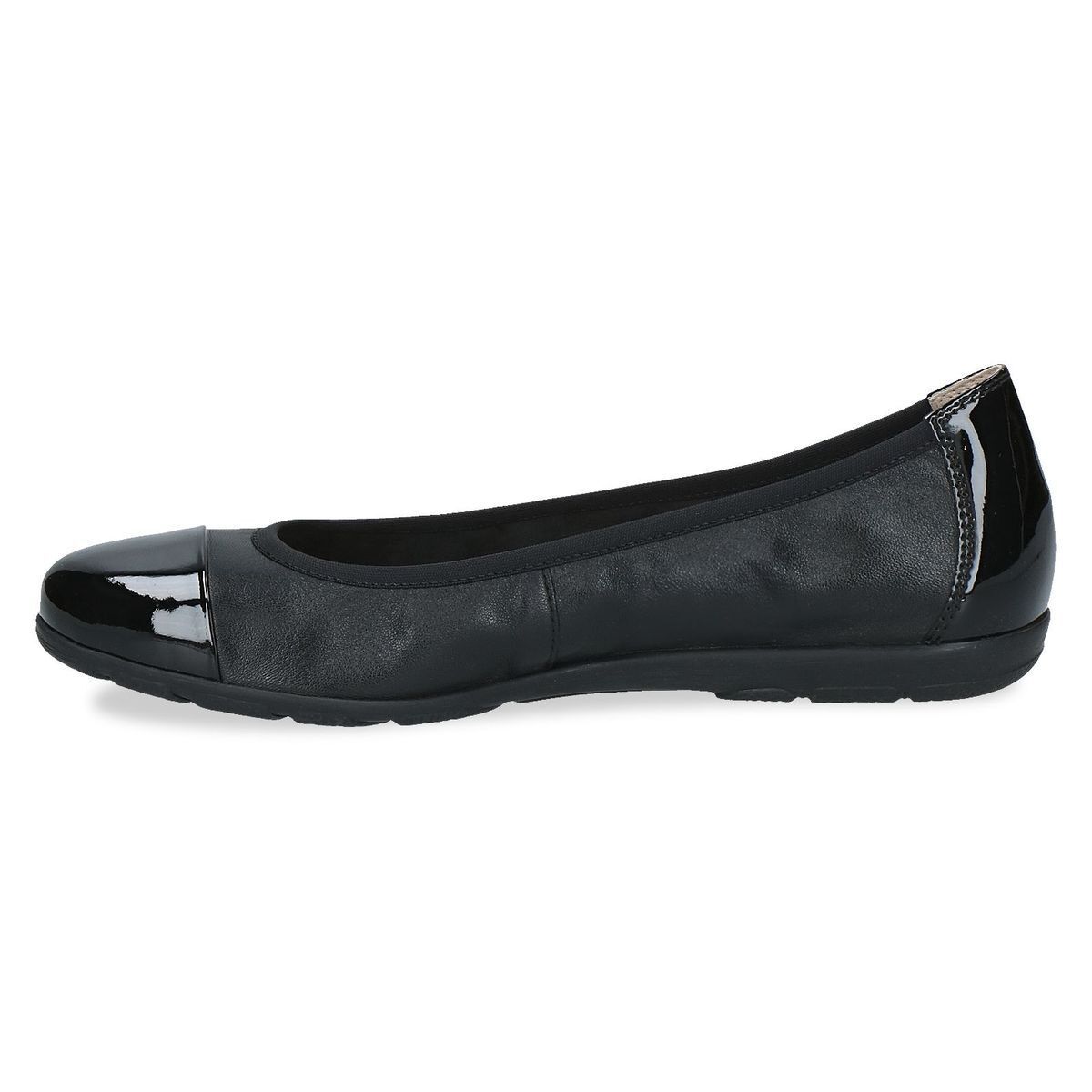 Ballerine en cuir noir zèbre, CAPRICE