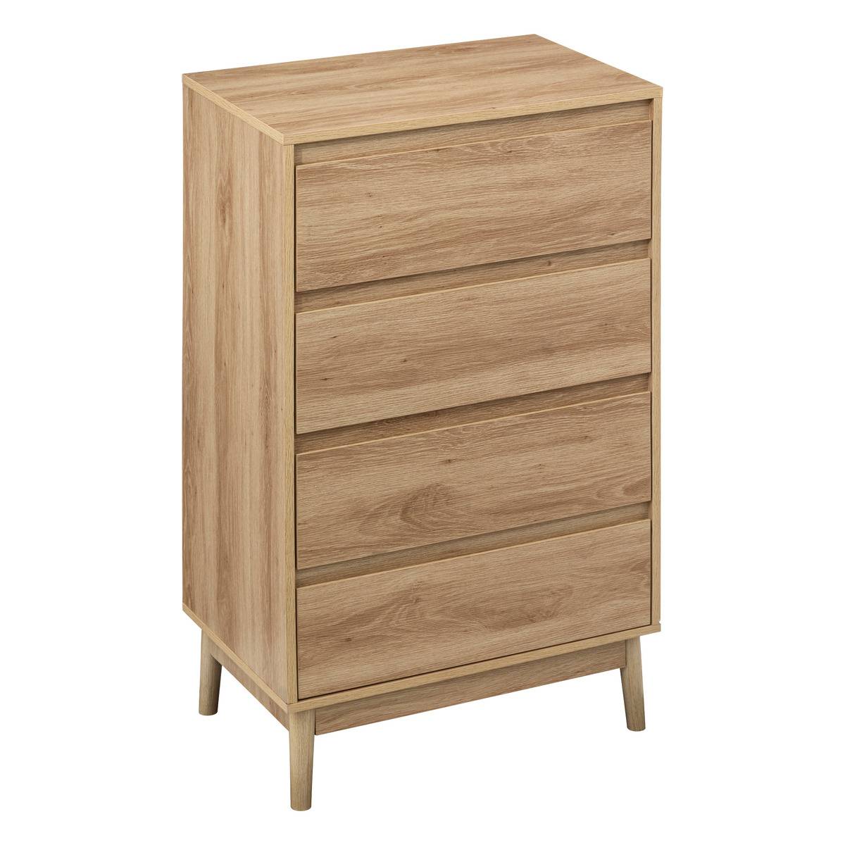 Commode 4 tiroirs effet chêne naturel ABANA beige, 5FIVE SIMPLY SMART