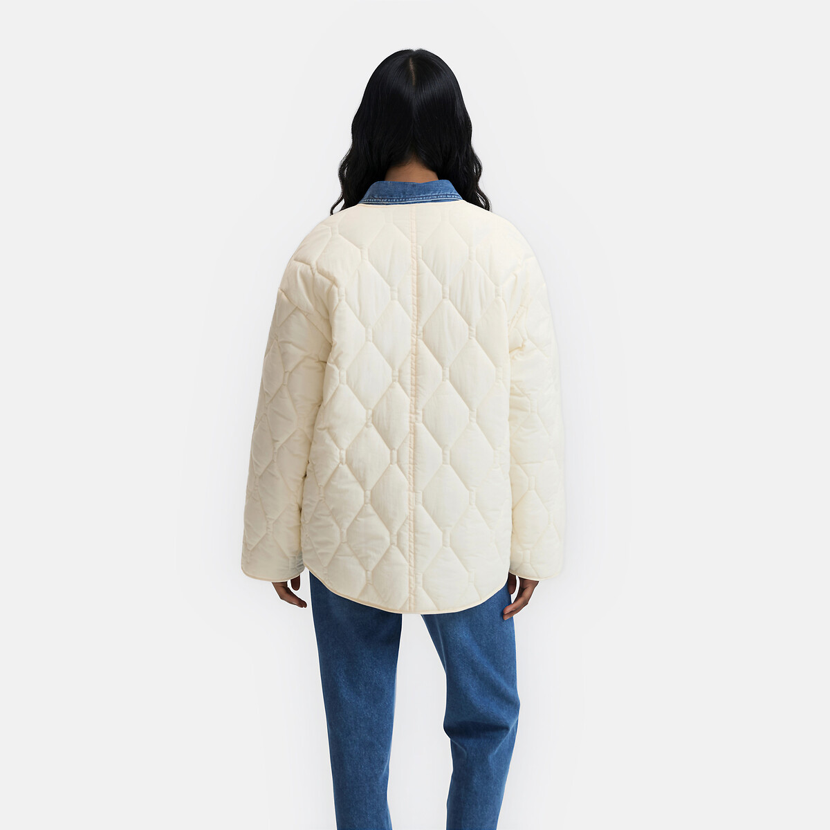 Veste doudoune courte matelassée boutonnée ivoire, LA REDOUTE COLLECTIONS