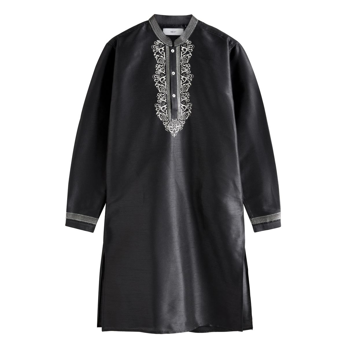 Chemise style kurta longue noir, NEXT