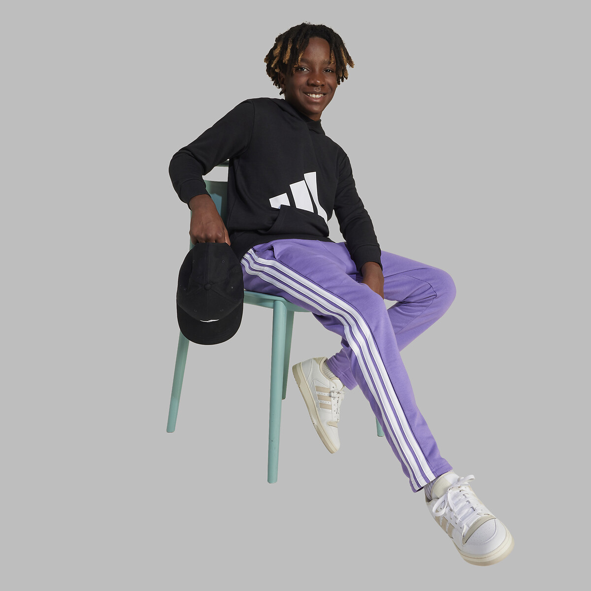Sweat à capuche en molleton noir, ADIDAS SPORTSWEAR