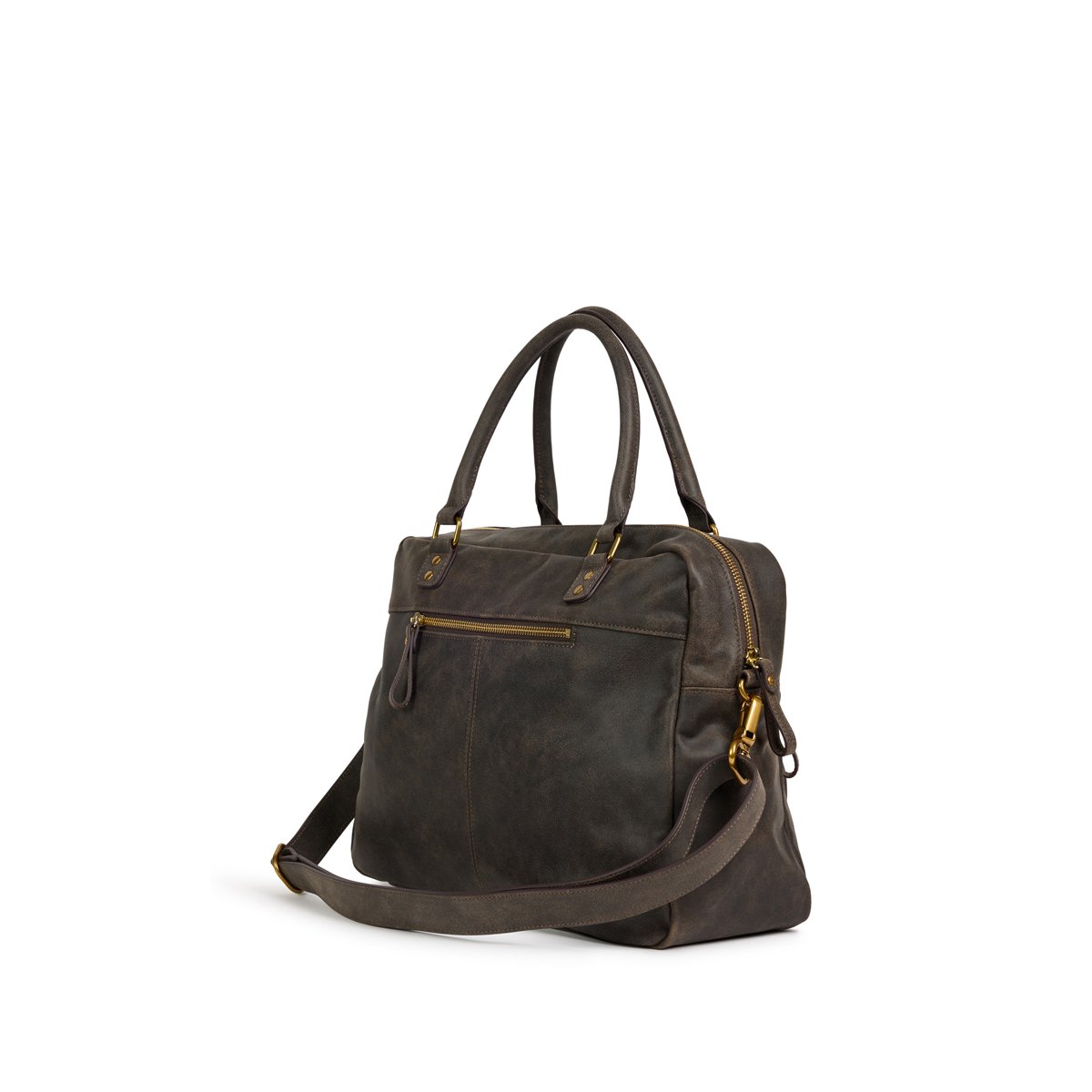 Sac à main en cuir, porté épaule avec bandoulière MACY marron vieilli, NAT & NIN