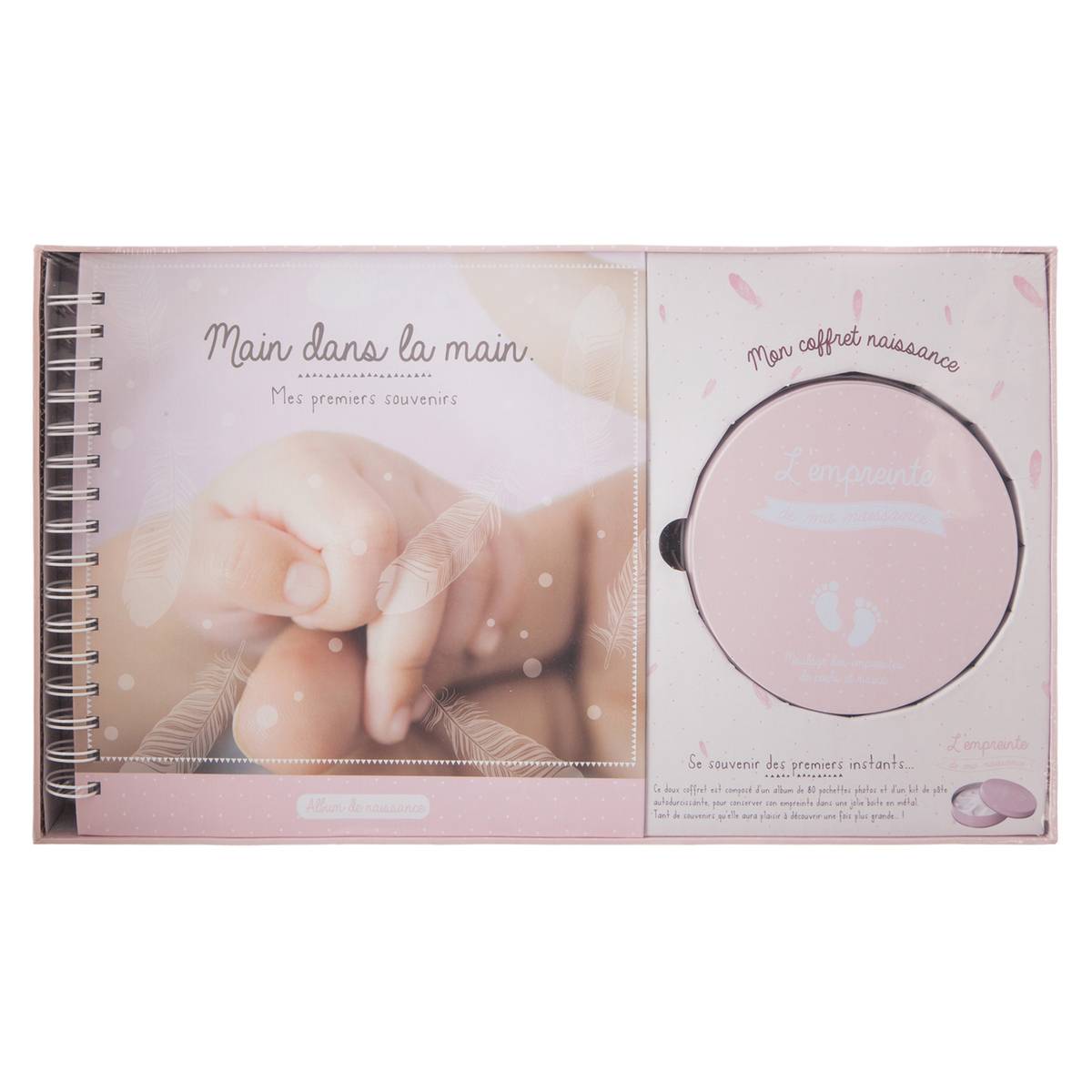 Coffret de naissance avec kit empreinte et album PATTI bleu, ATMOSPHERA