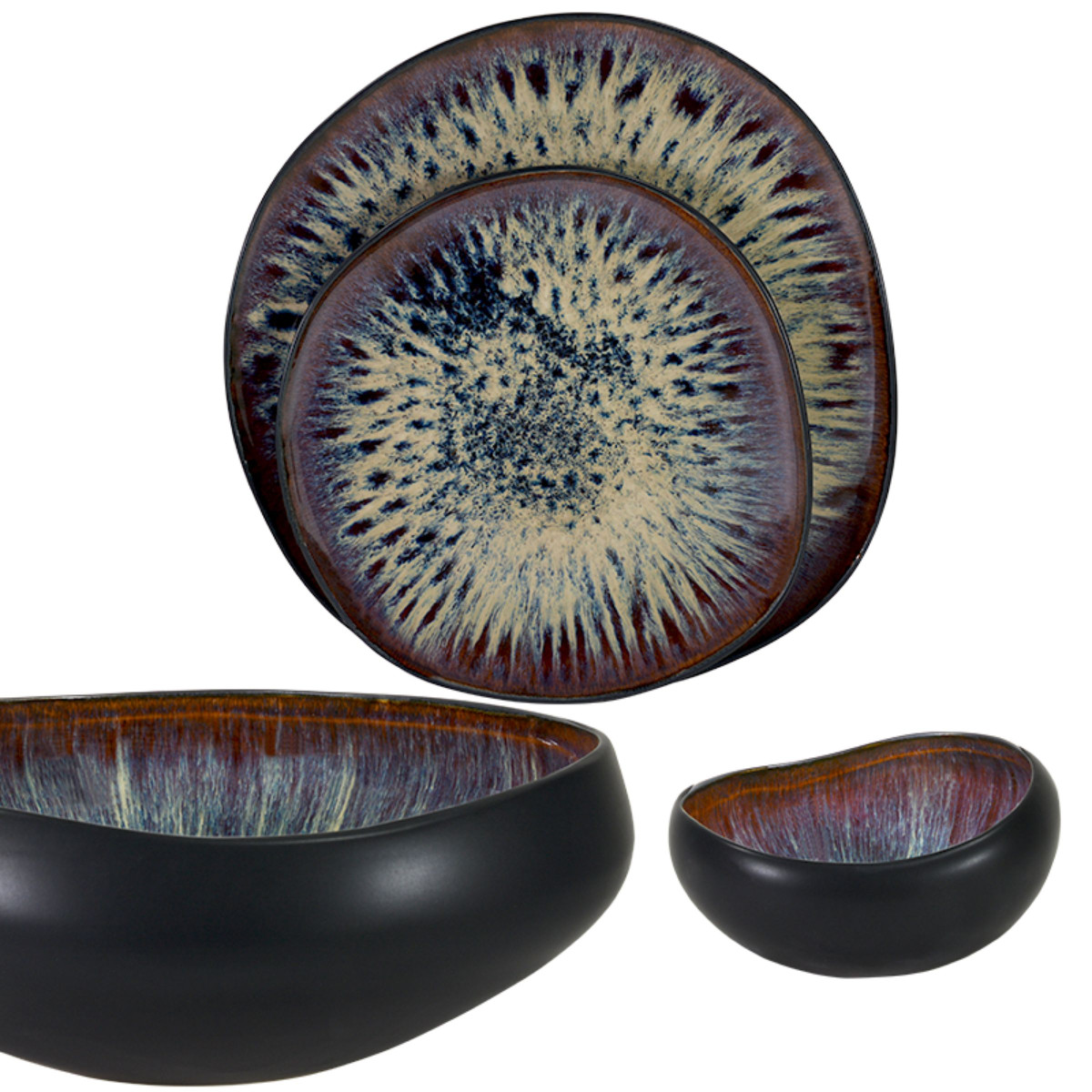 Assiette creuse 21 cm (lot de 6) - GAO noir/vert, MEDARD DE NOBLAT