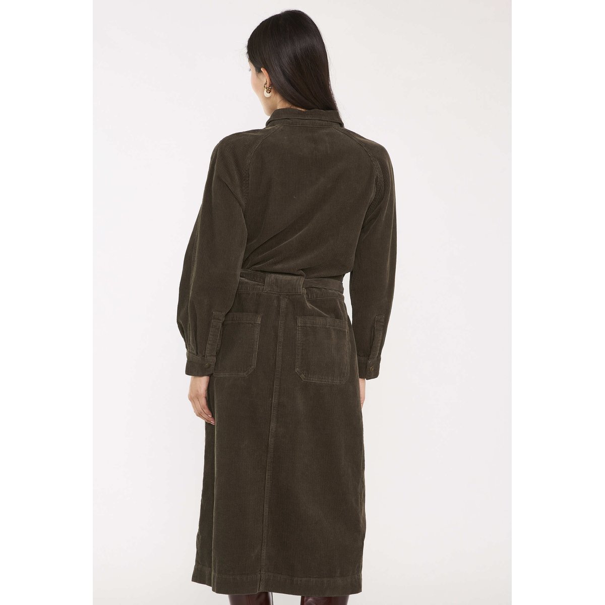 Robe droite kaki en velours de coton BETANIE kaki, Maison 123
