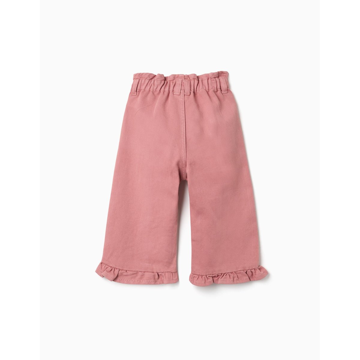 Pantalon à jambe large en sergé avec volants rose, ZIPPY