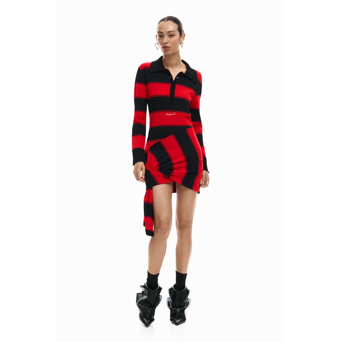 Robe polo en maille rouge, DESIGUAL