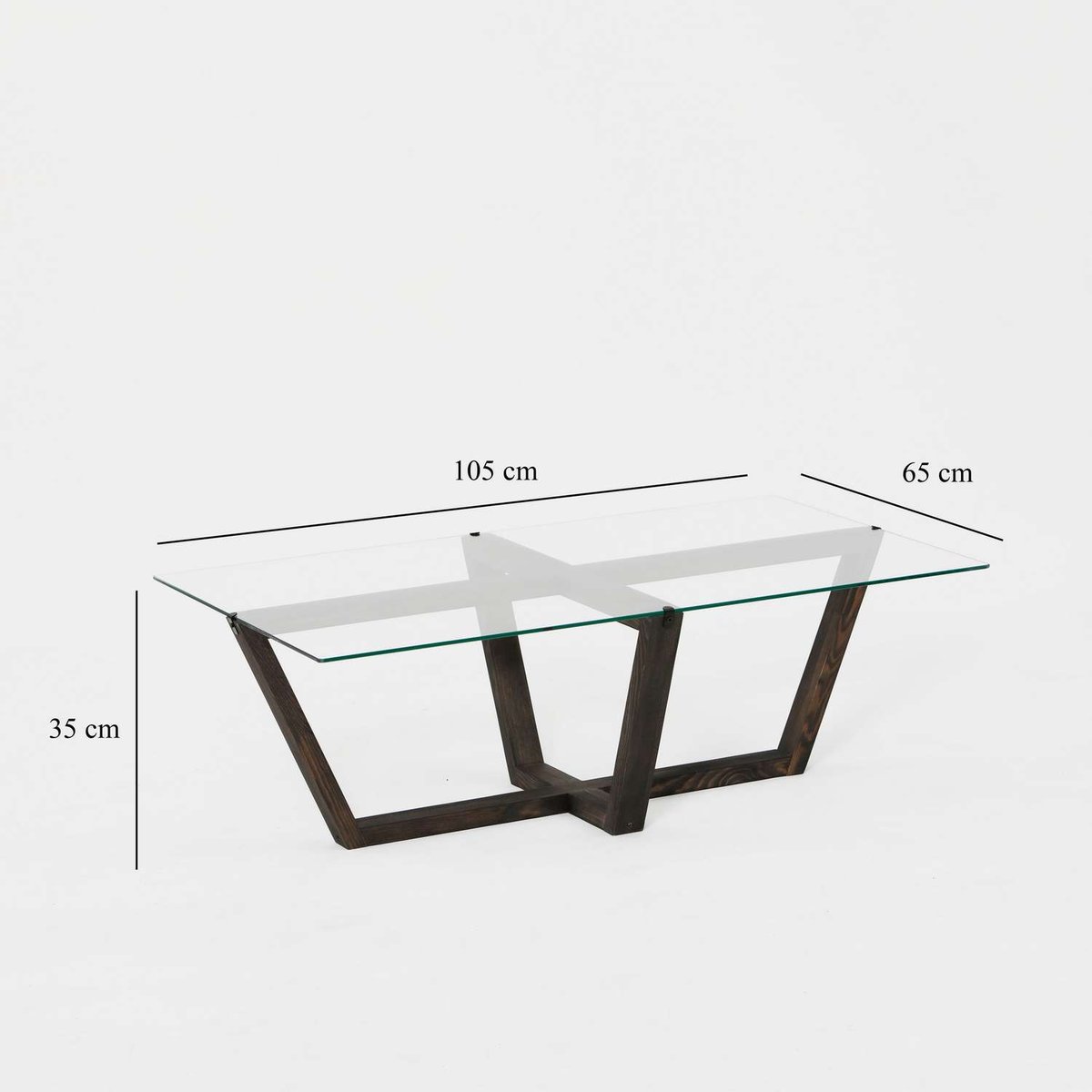 Table basse en verre trempé et bois massif ONYXALE gris foncé, TOILINUX