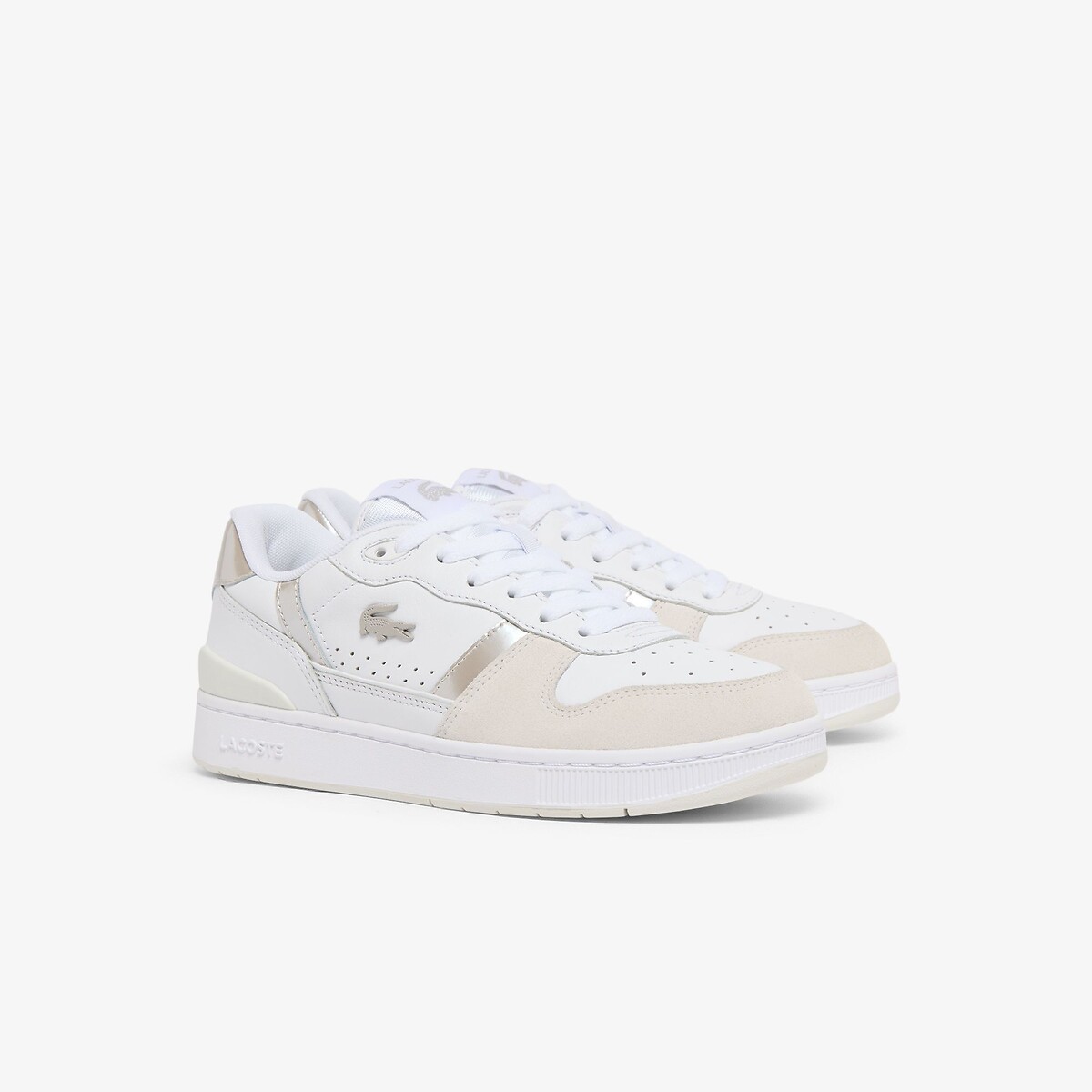 Baskets basses T-ClIP SET blanc/argent, LACOSTE