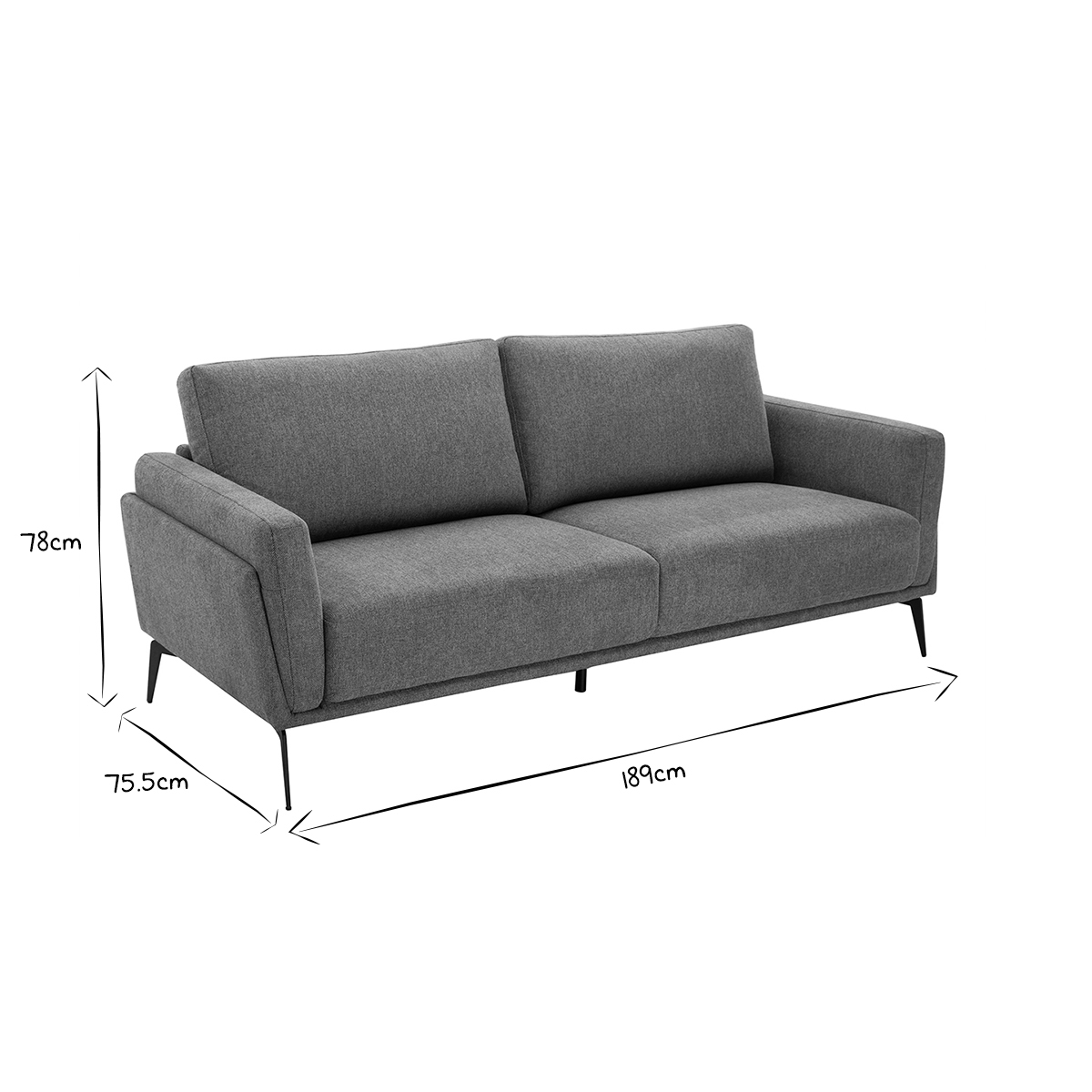 Canapé design 3 places MOSCO gris, MILIBOO