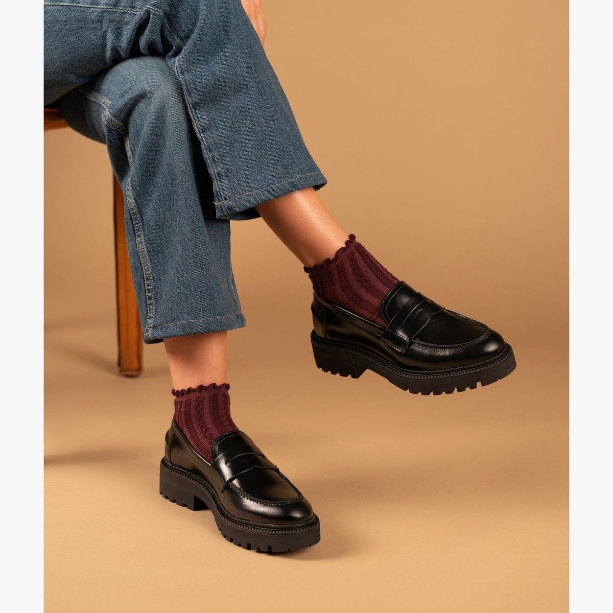 Mocassin en cuir AMALIA noir, BOCAGE