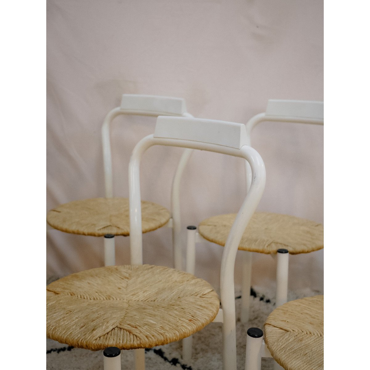 Lot de 6 chaises en métal Alma N°1266 - Bon état blanc, DEBONGOUT