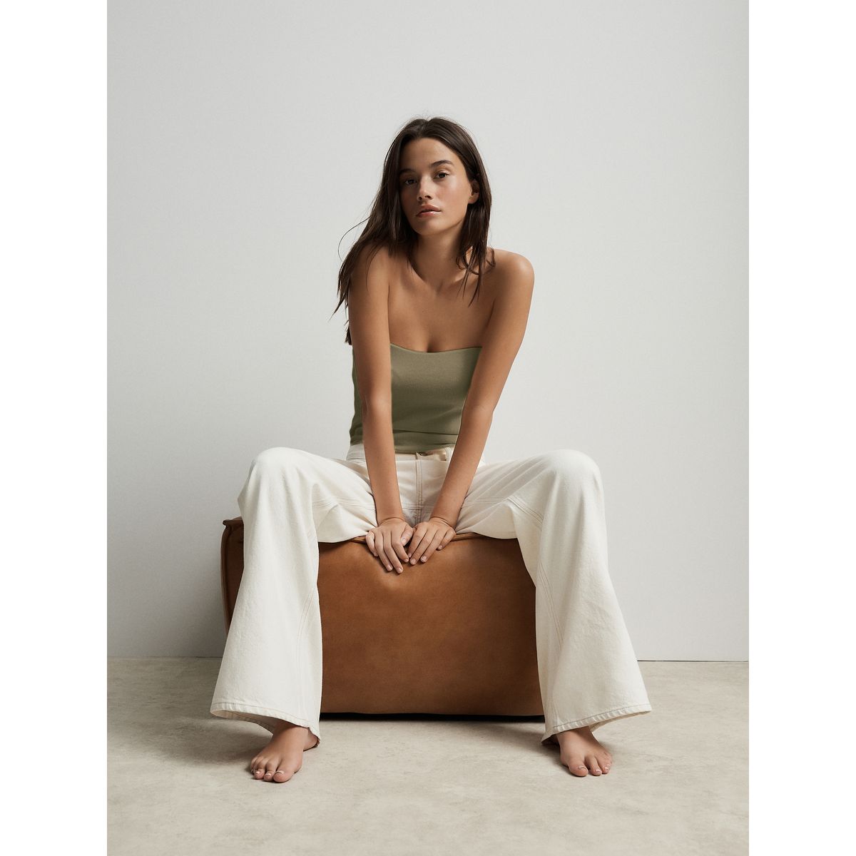 Haut bandeau soutien-gorge intégré invisible vert kaki, NEXT